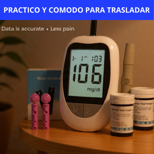GLUCOMETRO DIGITAL MEDIDOR DE GLICEMIA (INCLUYE 50 TIRAS REACTIVAS) - CONTROL AL INSTANTE