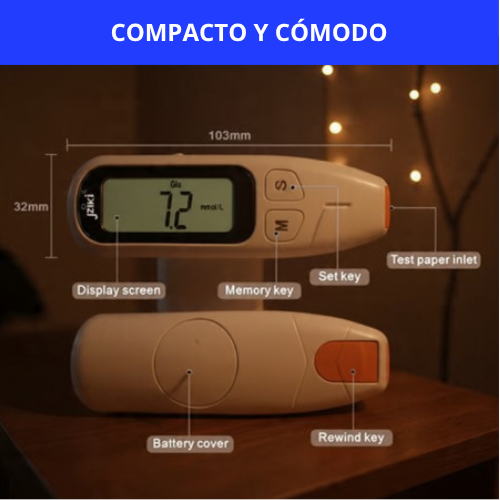 GLUCOMETRO DIGITAL MEDIDOR DE GLICEMIA (INCLUYE 50 TIRAS REACTIVAS) - CONTROL AL INSTANTE