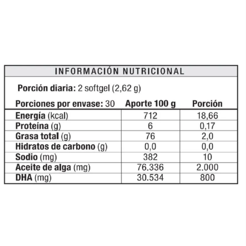 OM3GA POWER  - OMEGA 3 DE ALGAS DHA 800