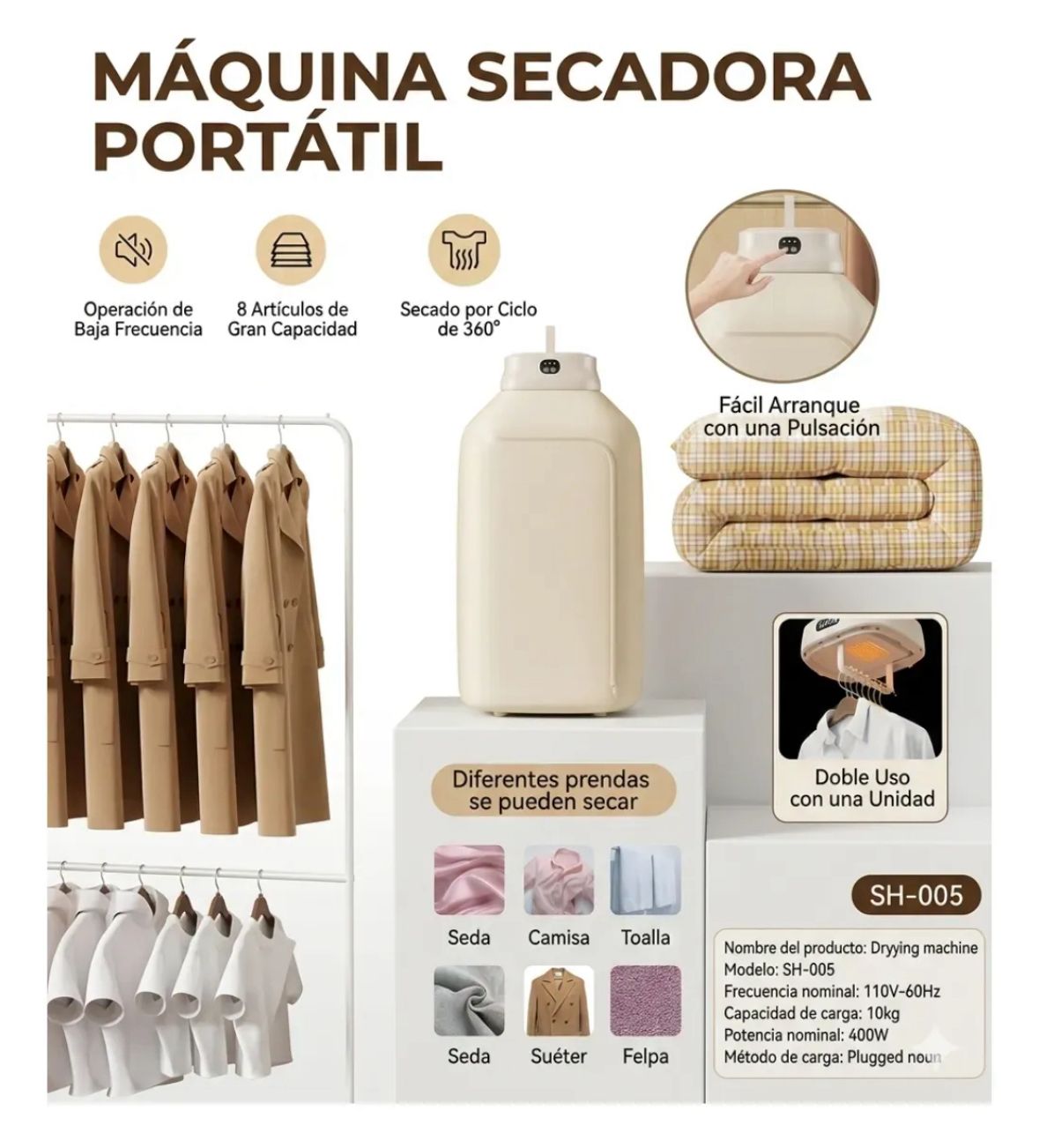 SECADORA DE ROPA PORTATIL - SECA TU ROPA RAPIDO Y SIN OCUPAR ESPACIO